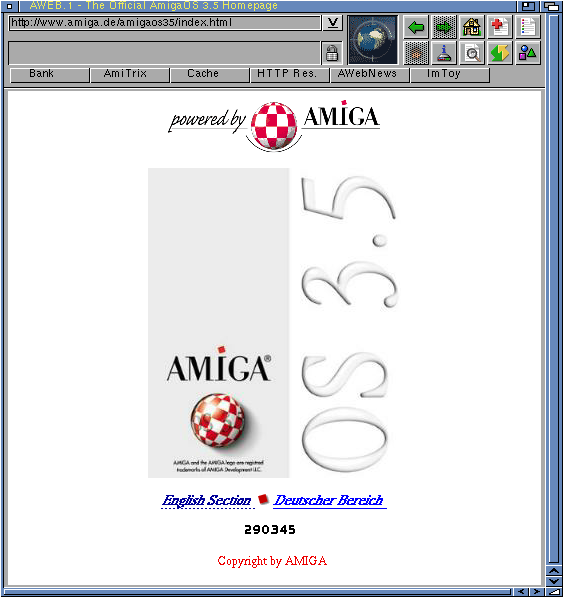 AWeb 3.3 SE sulla pagina di Amiga Inc.